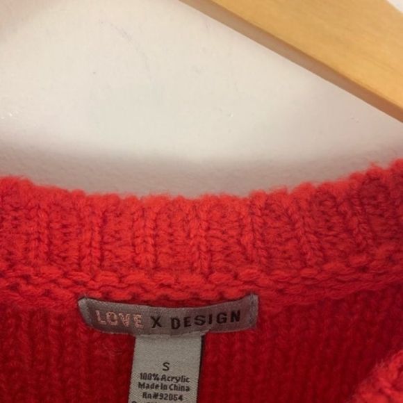 CLOSET CLOSING Love By Design Red Crewneck Fringe Sweater - Picture 5 of 6